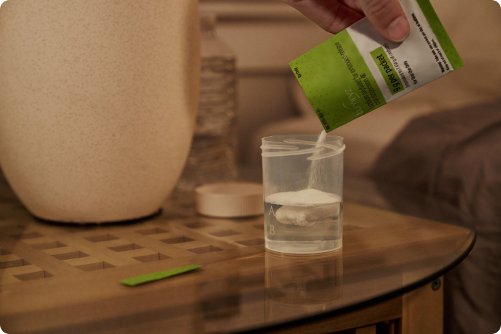 Lumryz packet on nightstand
