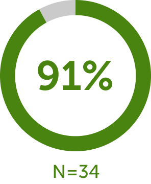 91% in a green circle, followed by the text "N=34".
